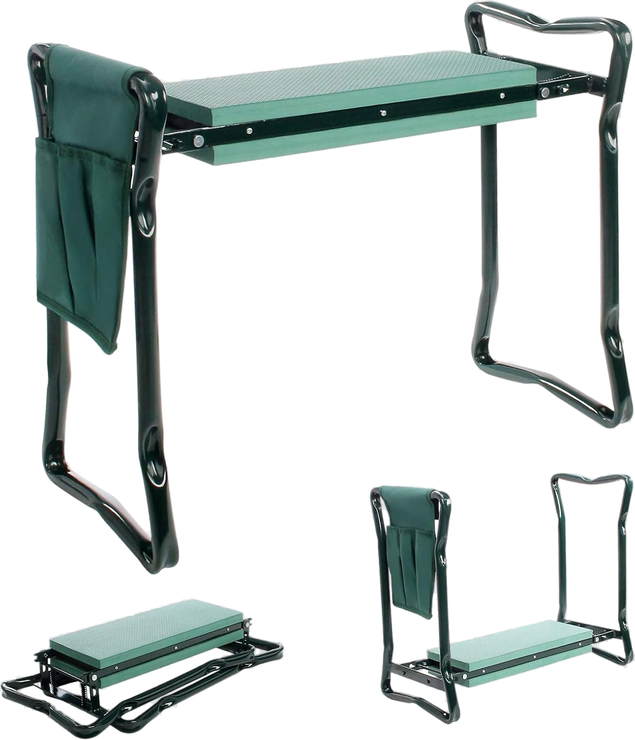 Banc jardinage vert — 2-en-1 confortable — 8