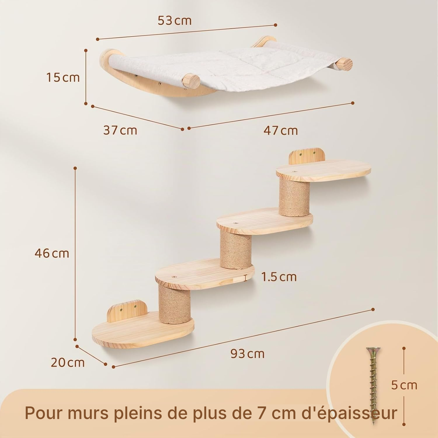Arbre à chat mural — 4 niveaux, sol dégagé — 2