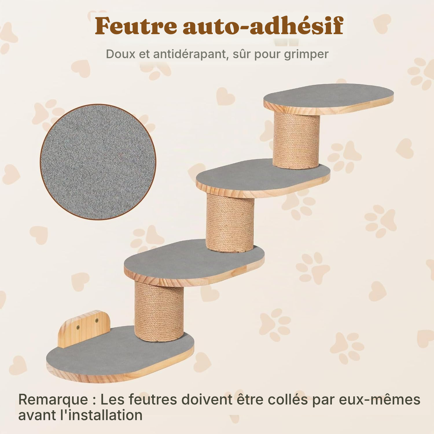 Arbre à chat mural — 4 niveaux, sol dégagé — 4