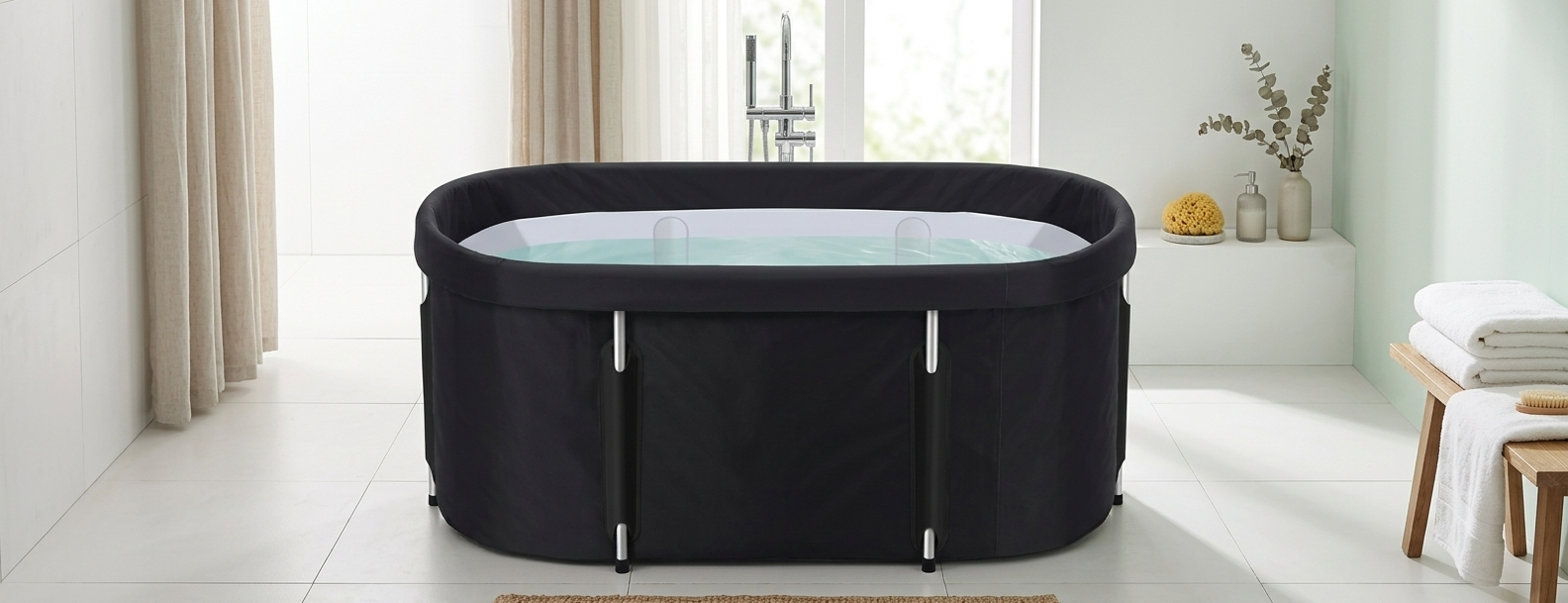 Baignoire pliable 120 × 57 × 55 cm avec dossier