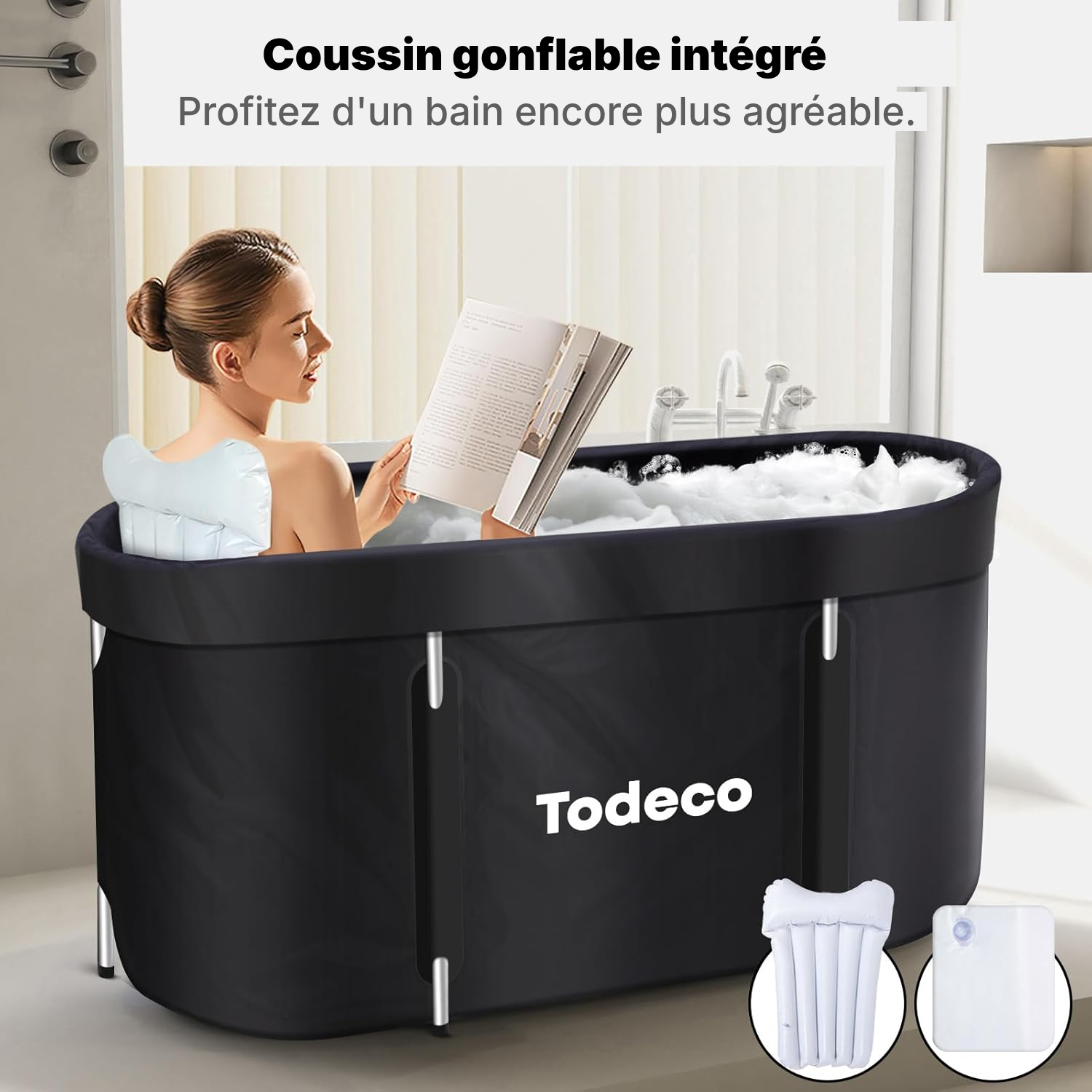 Baignoire pliable 120 × 57 × 55 cm avec dossier — 6