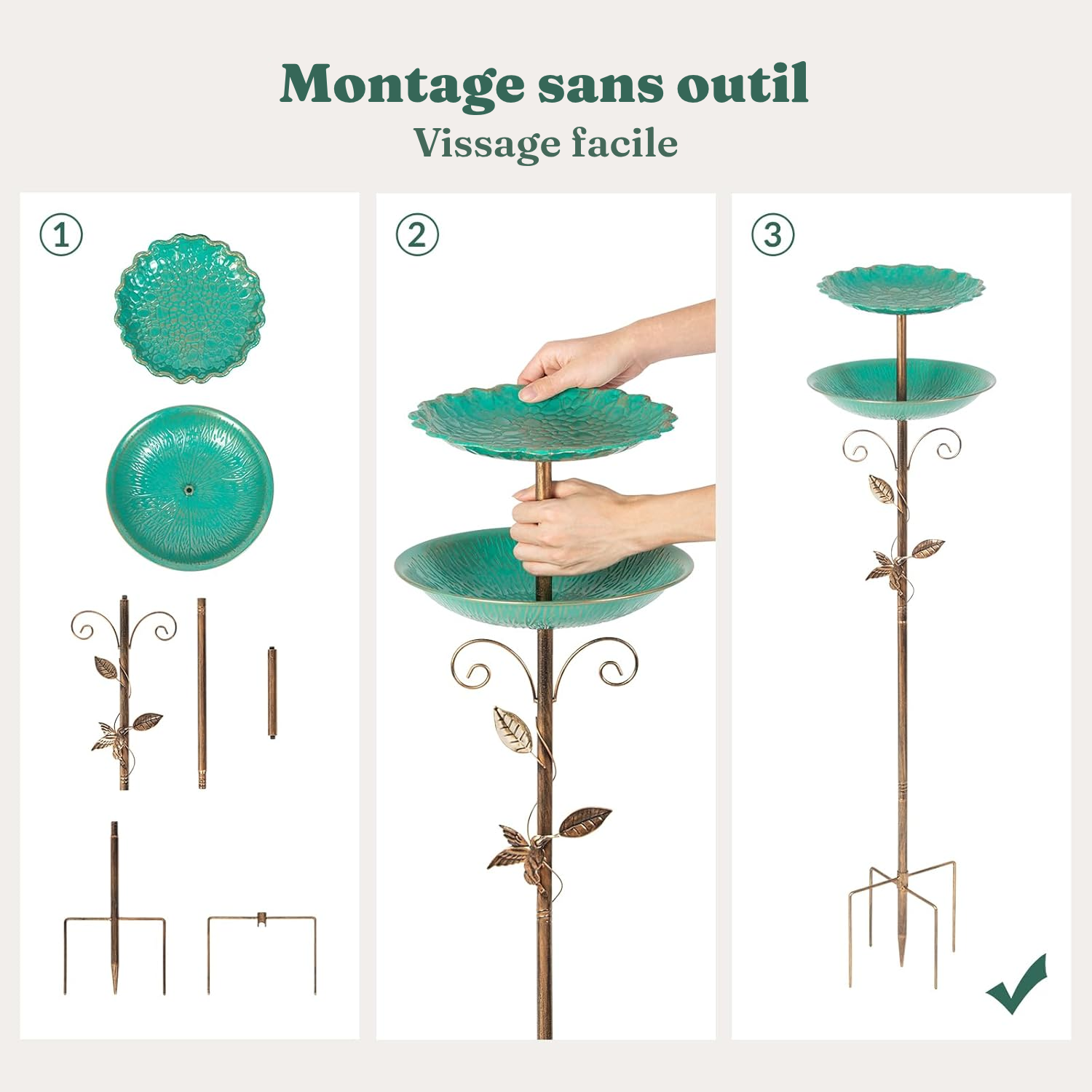 Mangeoire oiseau 115 cm – 2 bols verts stables — 4