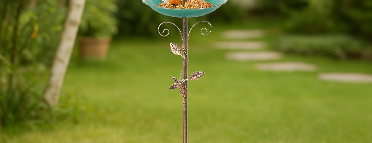 Mangeoire oiseau 115 cm – 2 bols verts stables