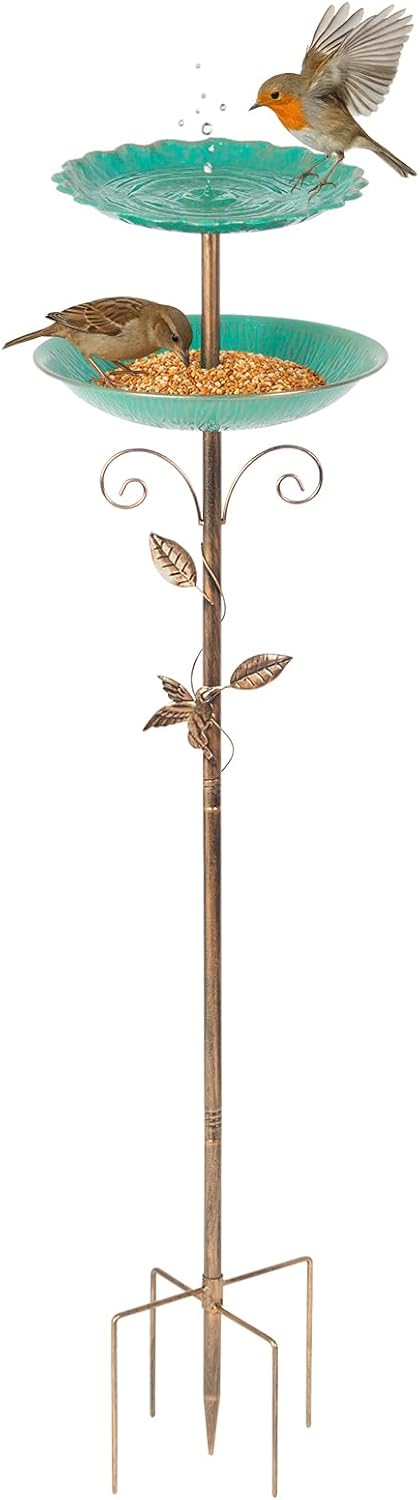 Mangeoire oiseau 115 cm – 2 bols verts stables — 1