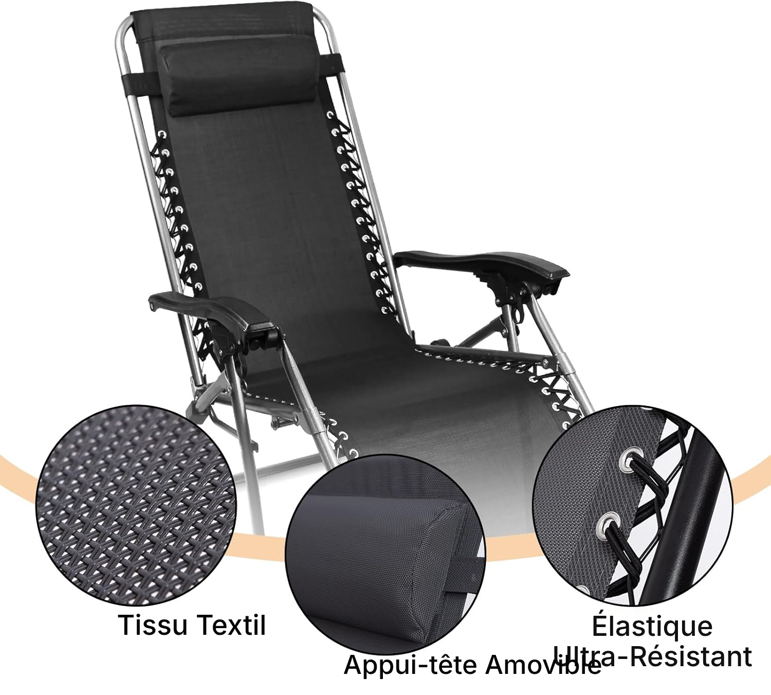 Chaise camping zéro gravité compact 110 cm — 3