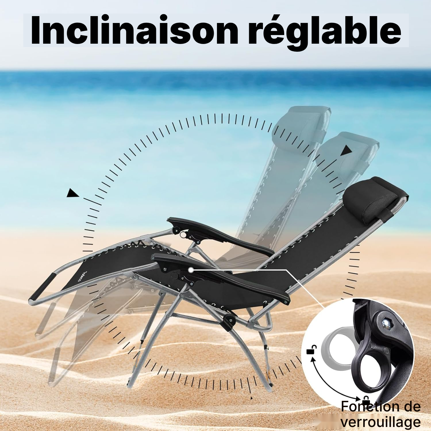 Chaise camping zéro gravité compact 110 cm — 4