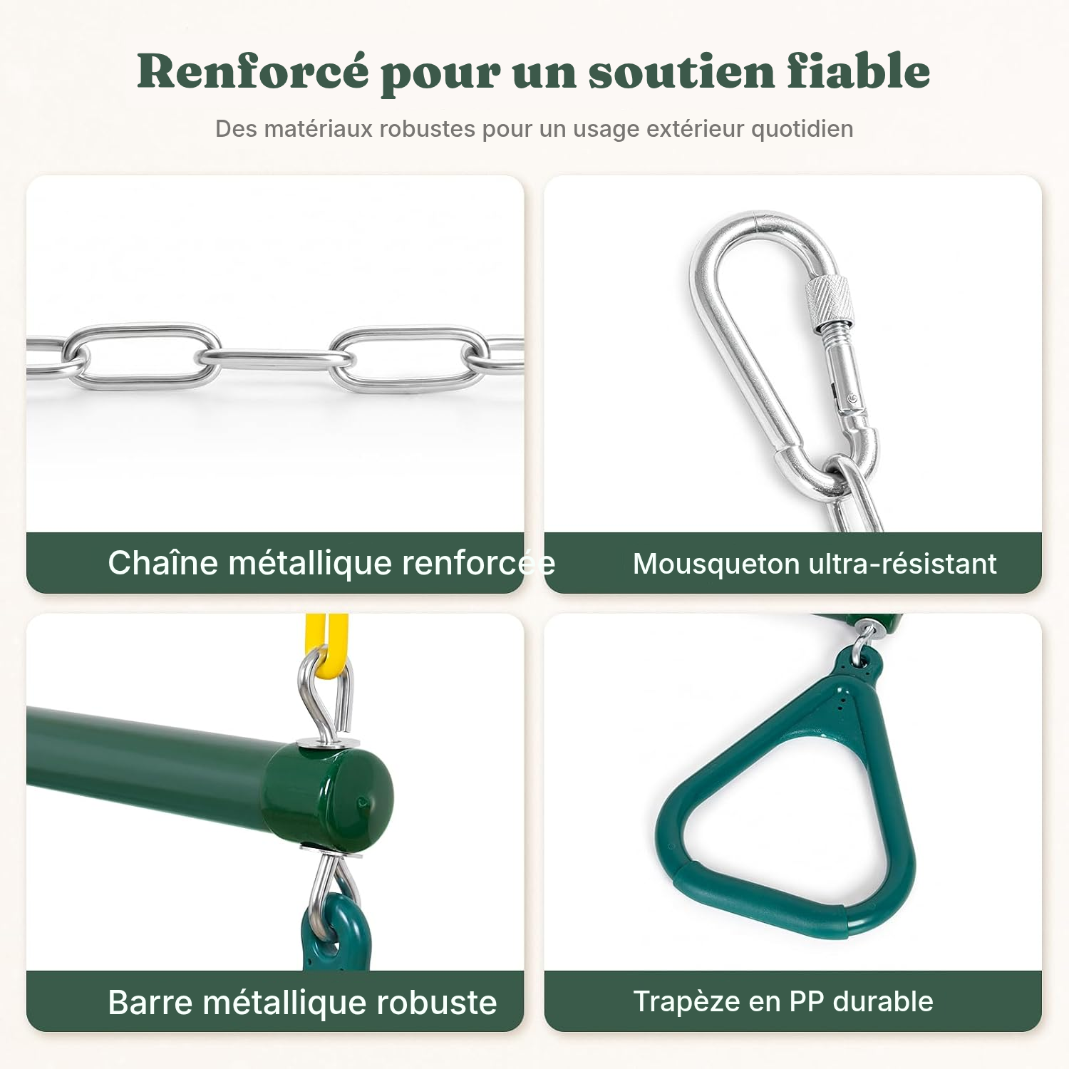 Trapèze balançoire pour enfant à chaînes réglables — 3