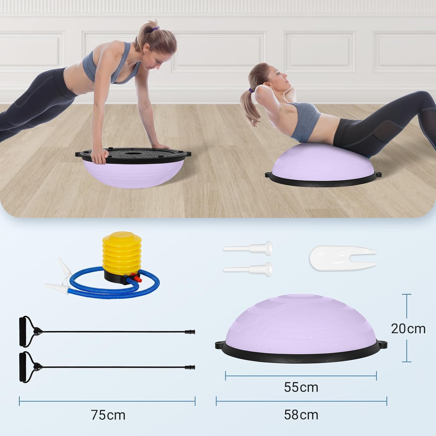 Ballon de gym violet 58 × 58 × 20 cm — équilibre — 8
