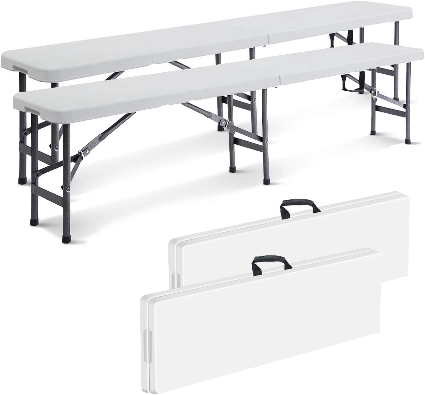 Banc de jardin pliable blanc — places en plus — 1