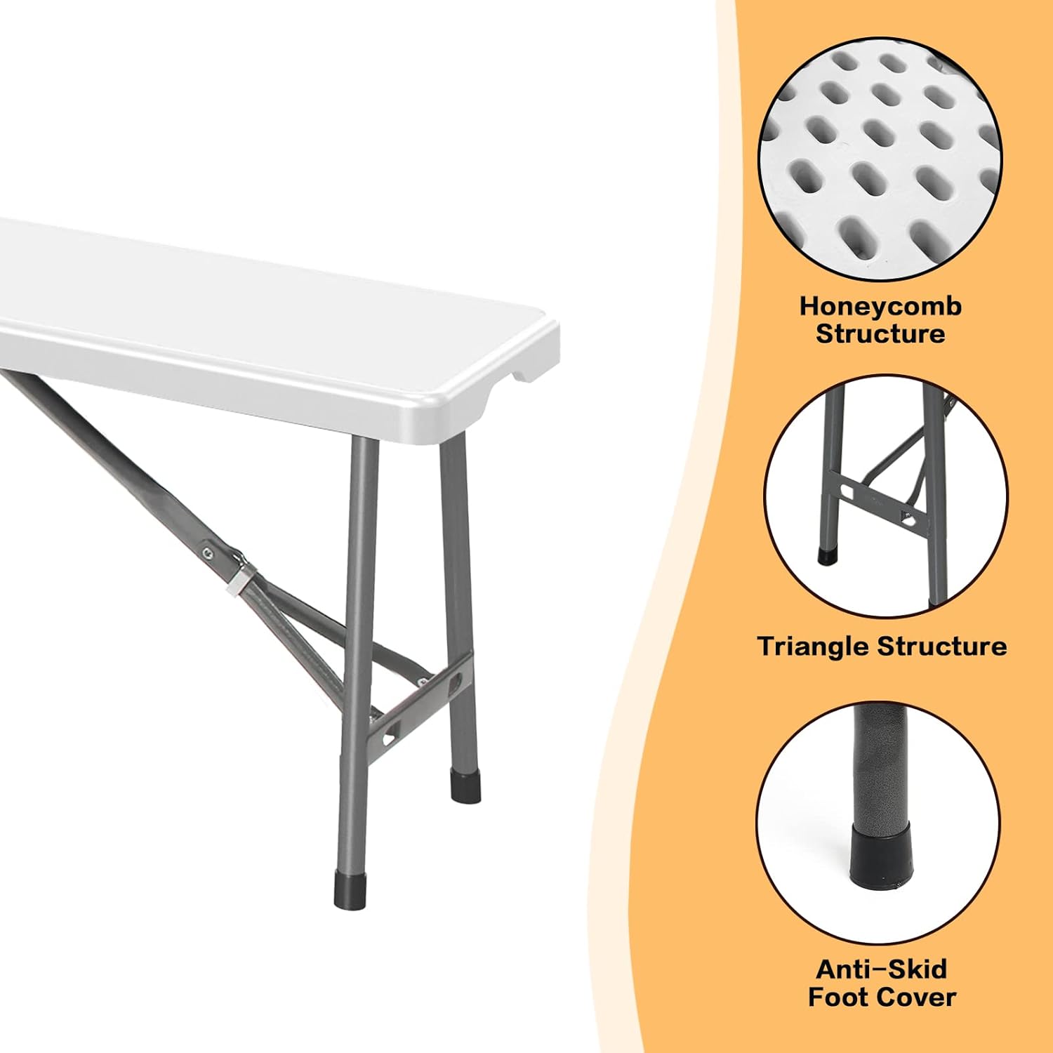 Banc de jardin pliable blanc — places en plus — 3