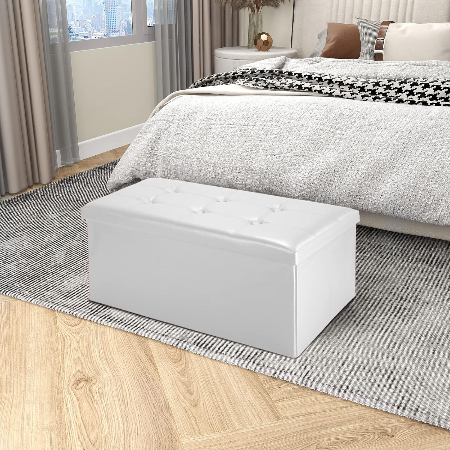 Banc coffre pliant avec rangement blanc — assise facile — 6