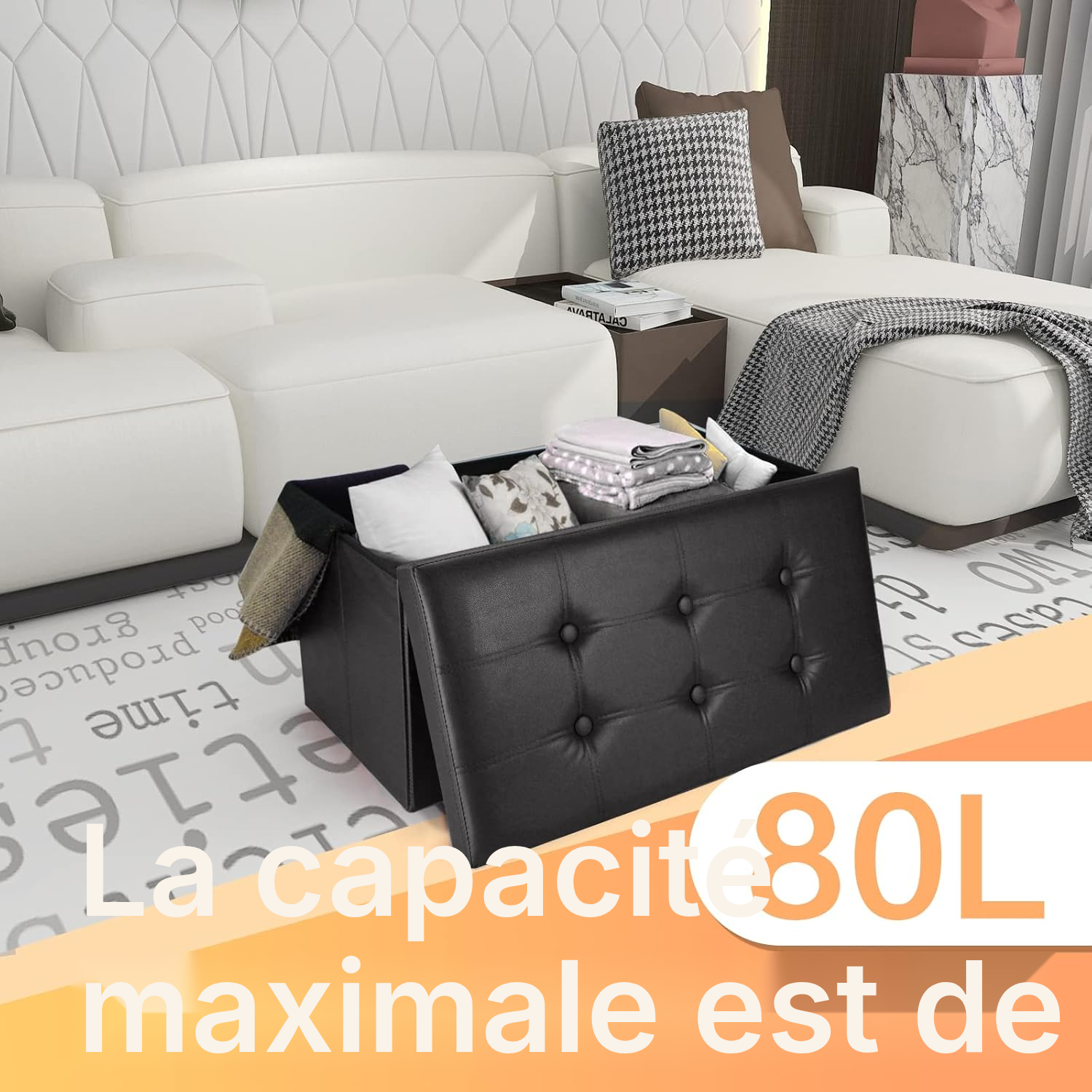 Banc noir — malle de rangement pliable — 4