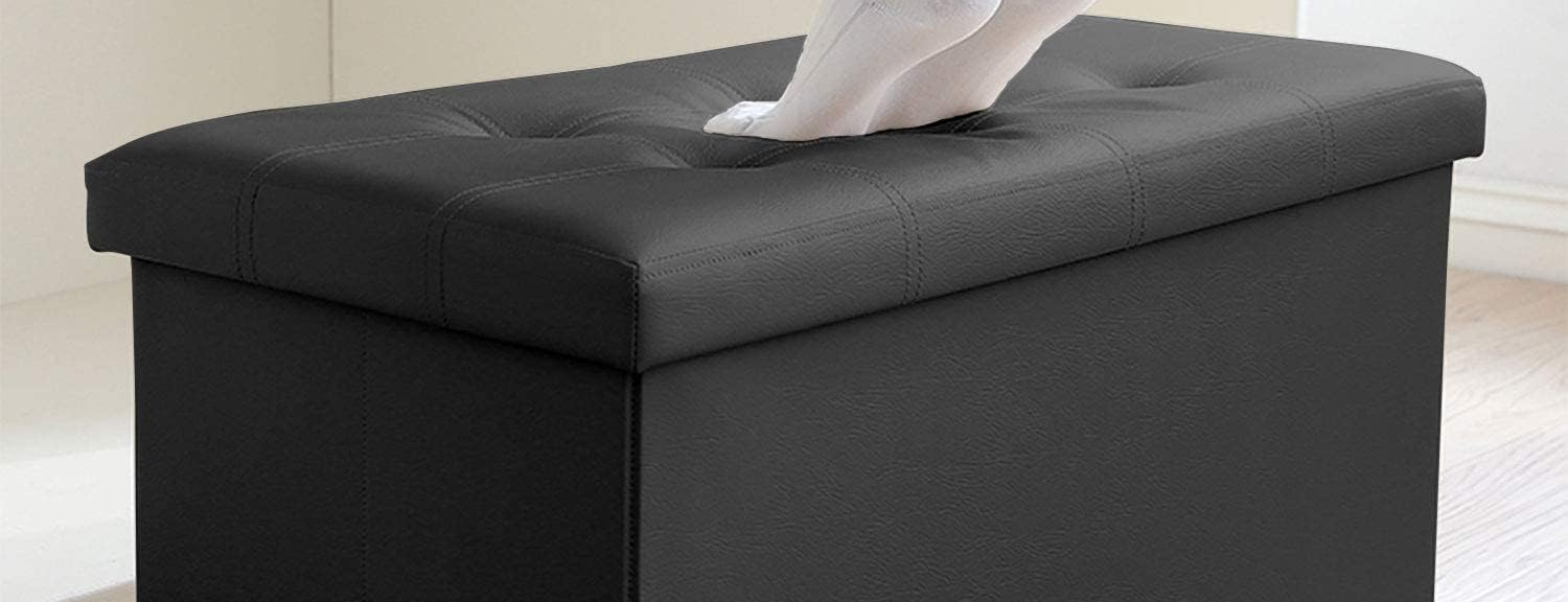 Banc noir — malle de rangement pliable