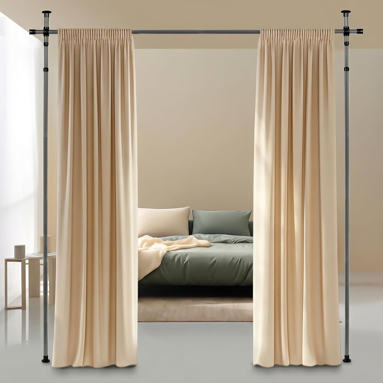 Tringle pour rideau sans perçage gris foncé 122–305 cm