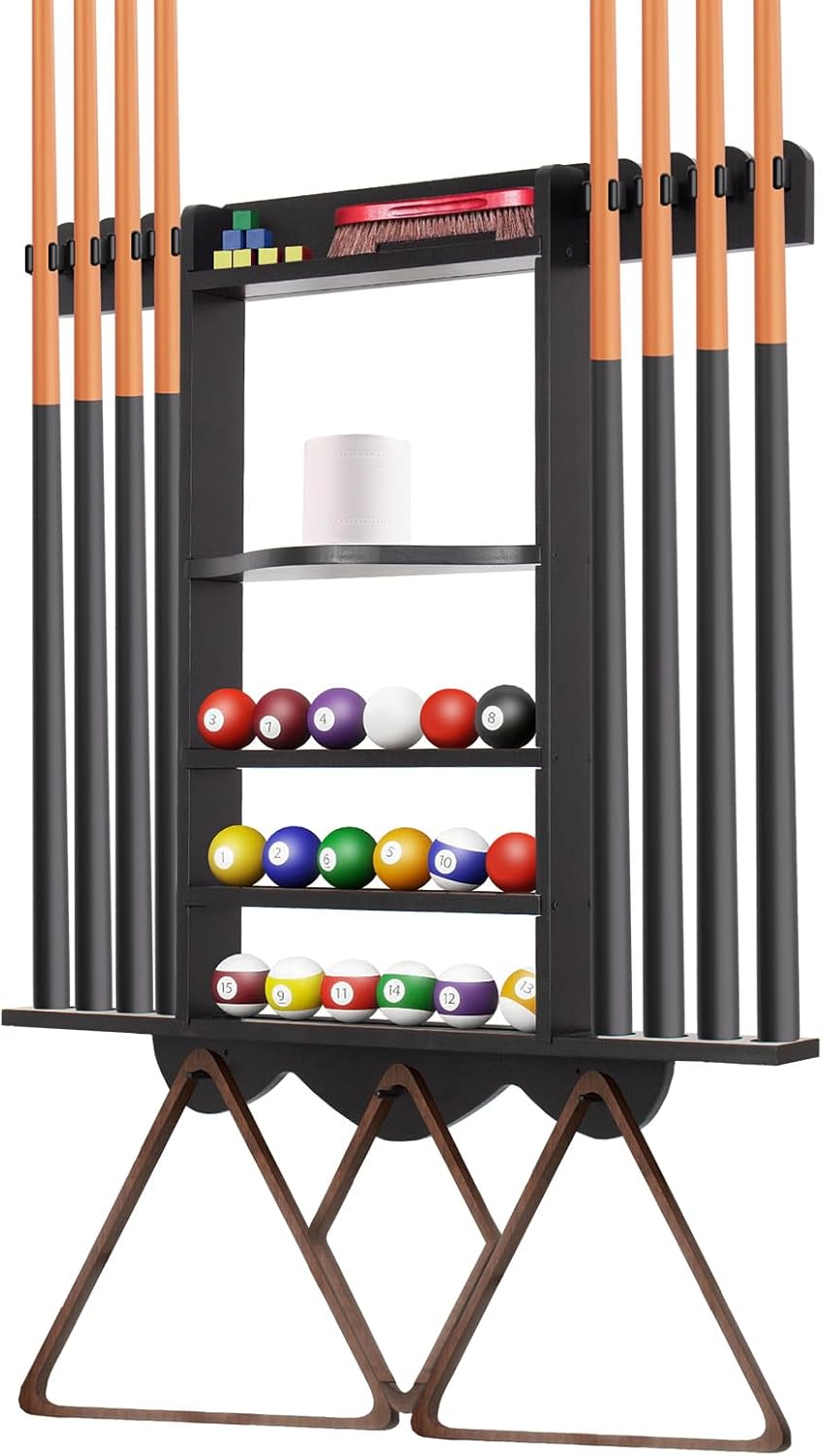 Support de queue de billard noir mural 80 × 77 cm