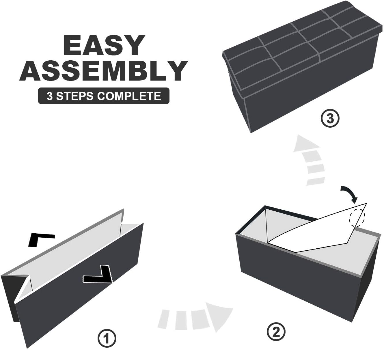 Banc noir — malle de rangement pliable — 6