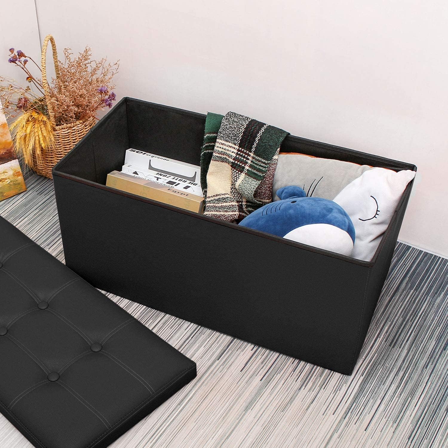 Banc noir — malle de rangement pliable — 7