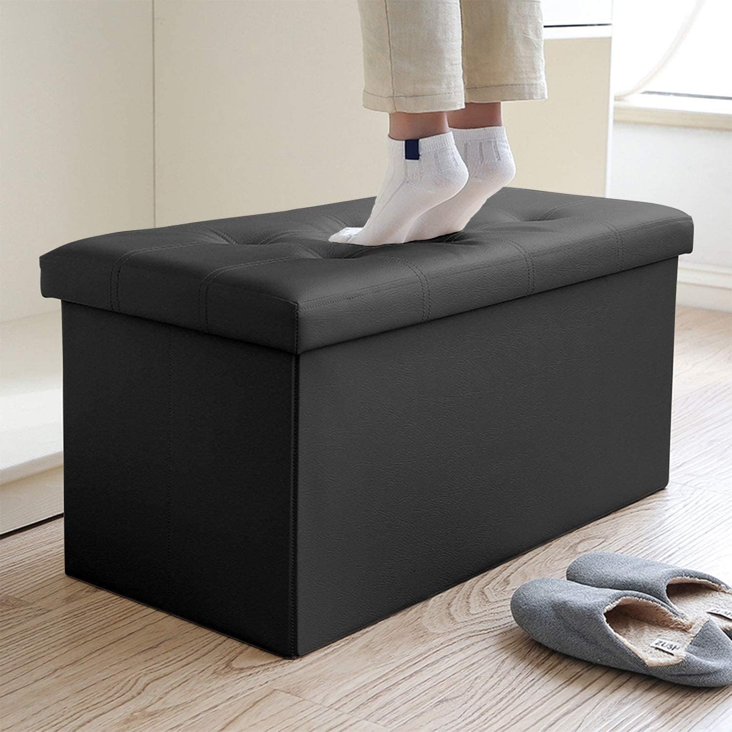 Banc noir — malle de rangement pliable — 5