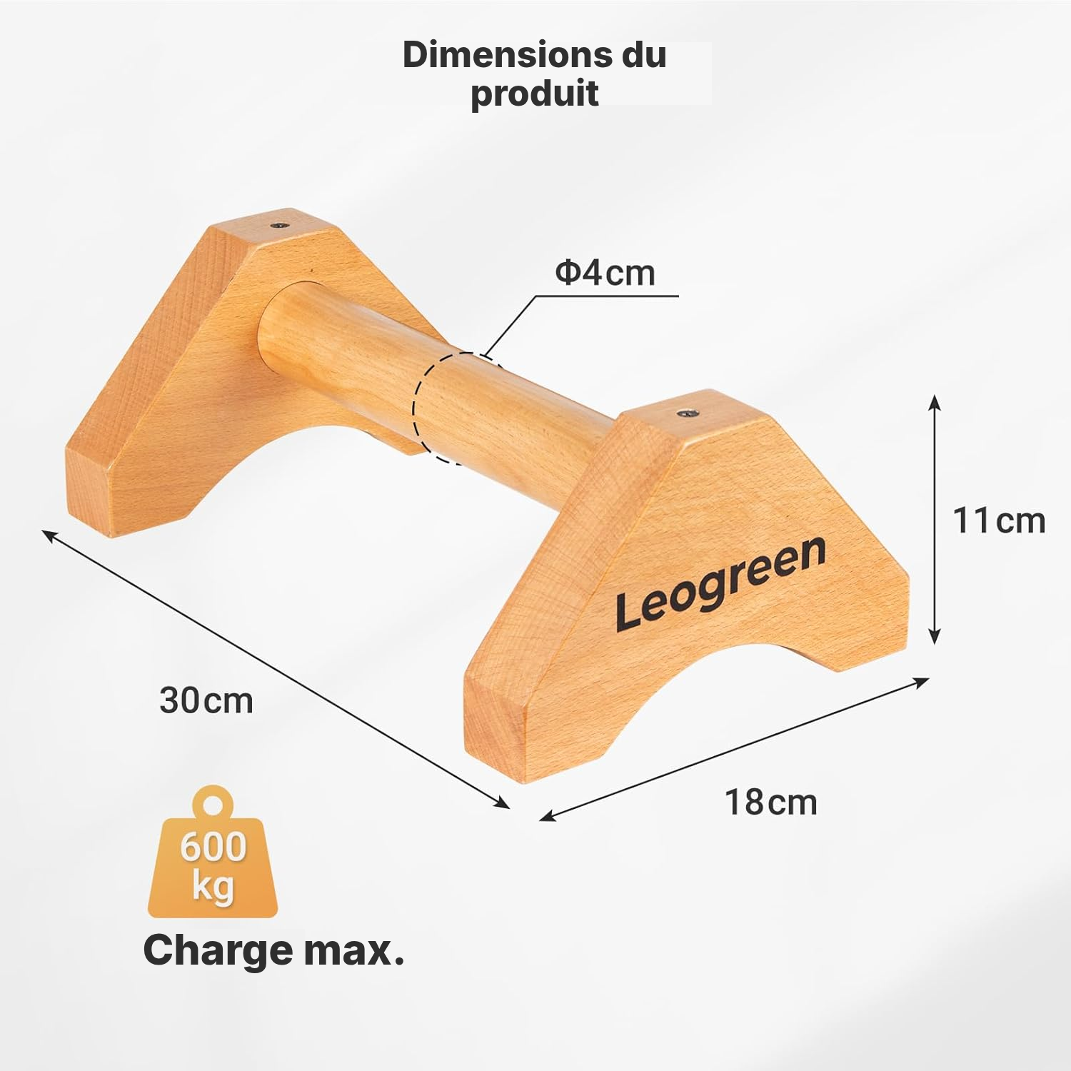 Parallettes en bois 30 cm — lot de 2 — 2