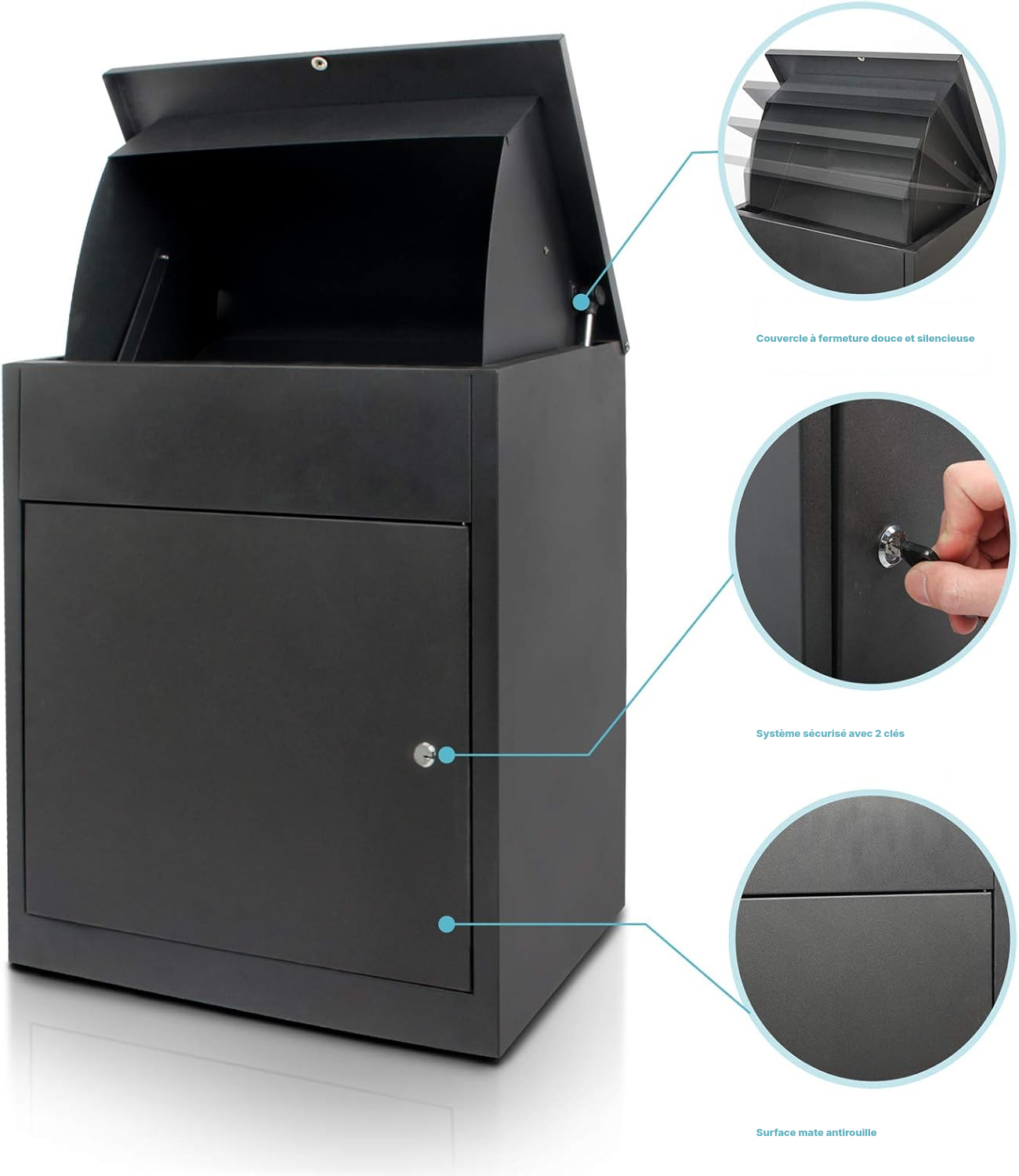 Boîte aux lettres noire — colis sécurisés — 2