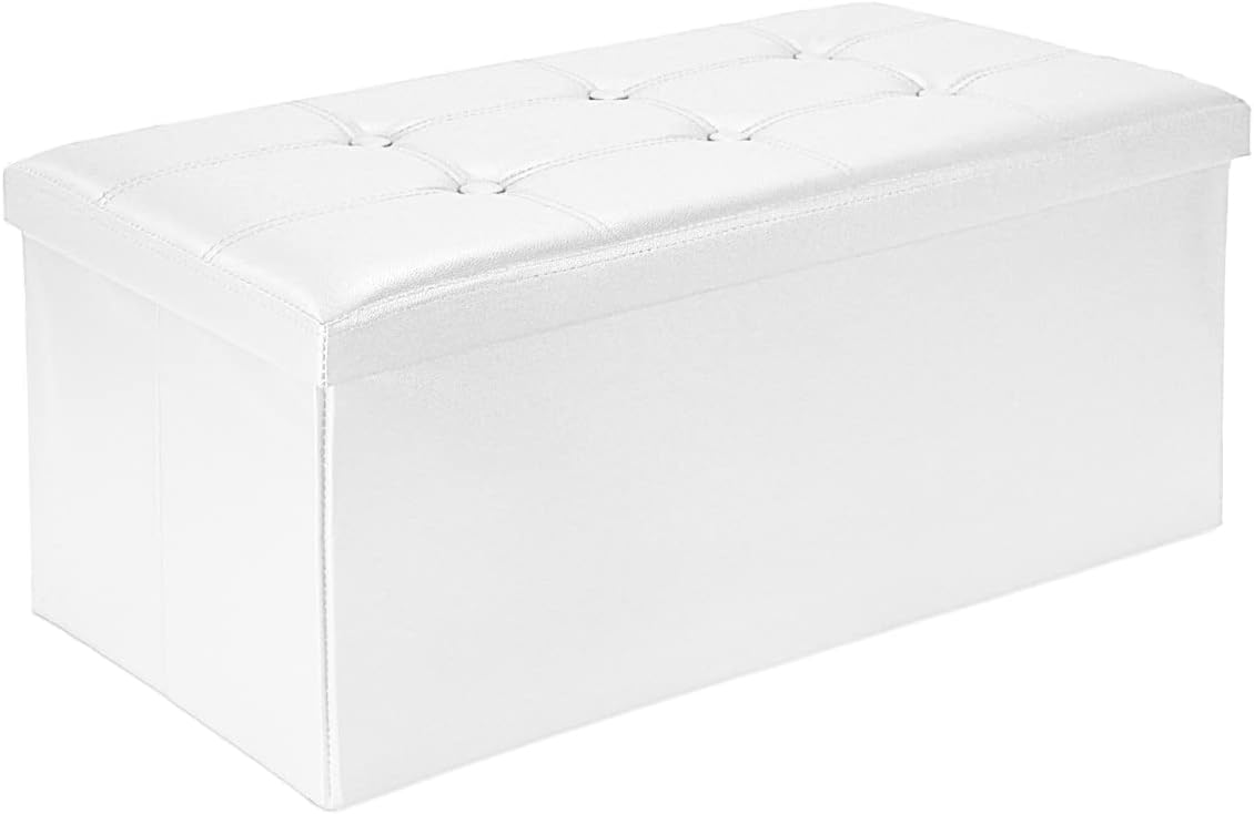 Banc coffre pliant blanc avec rangement 76 × 38 × 38 cm