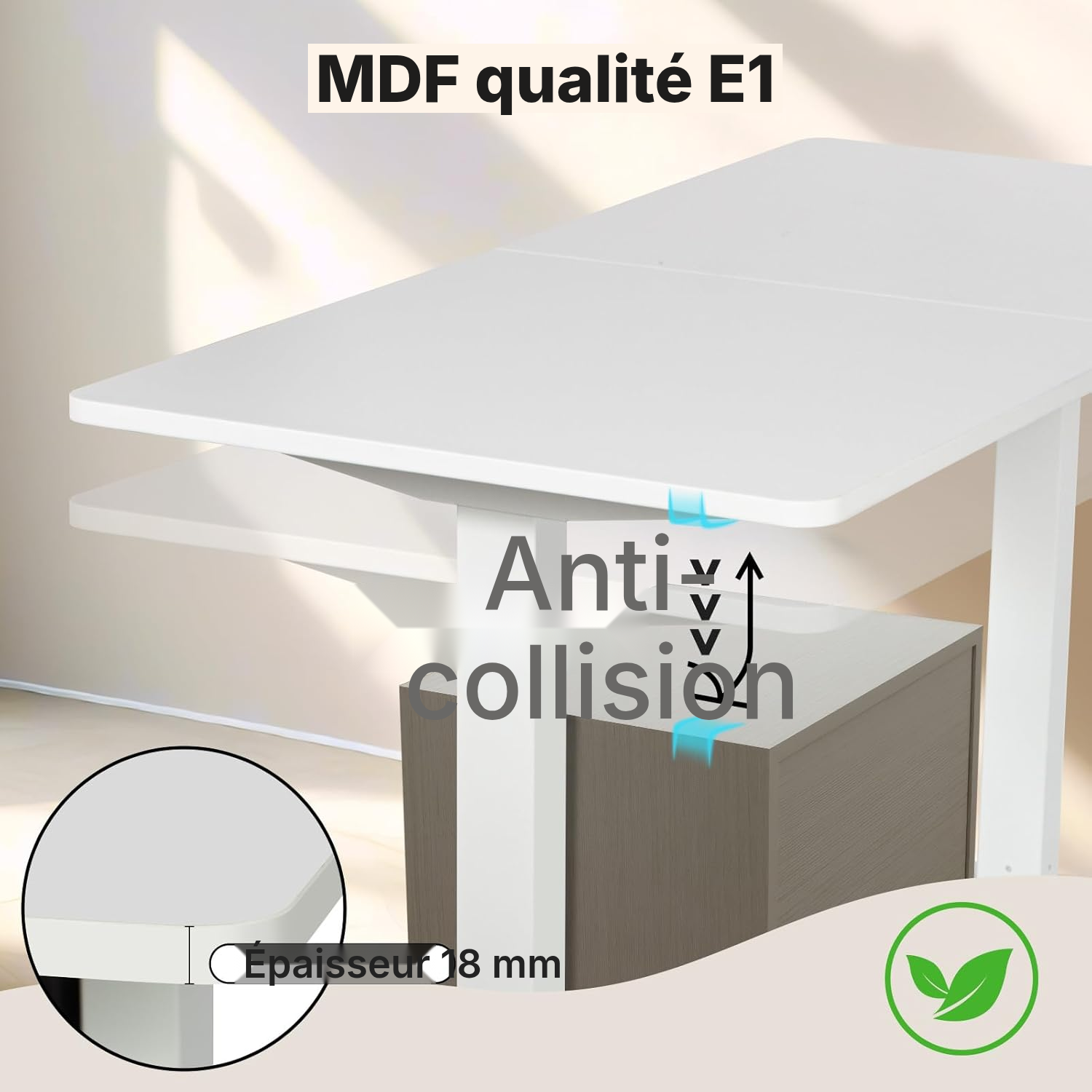 Bureau gaming blanc assis-debout 70-115 cm — 5