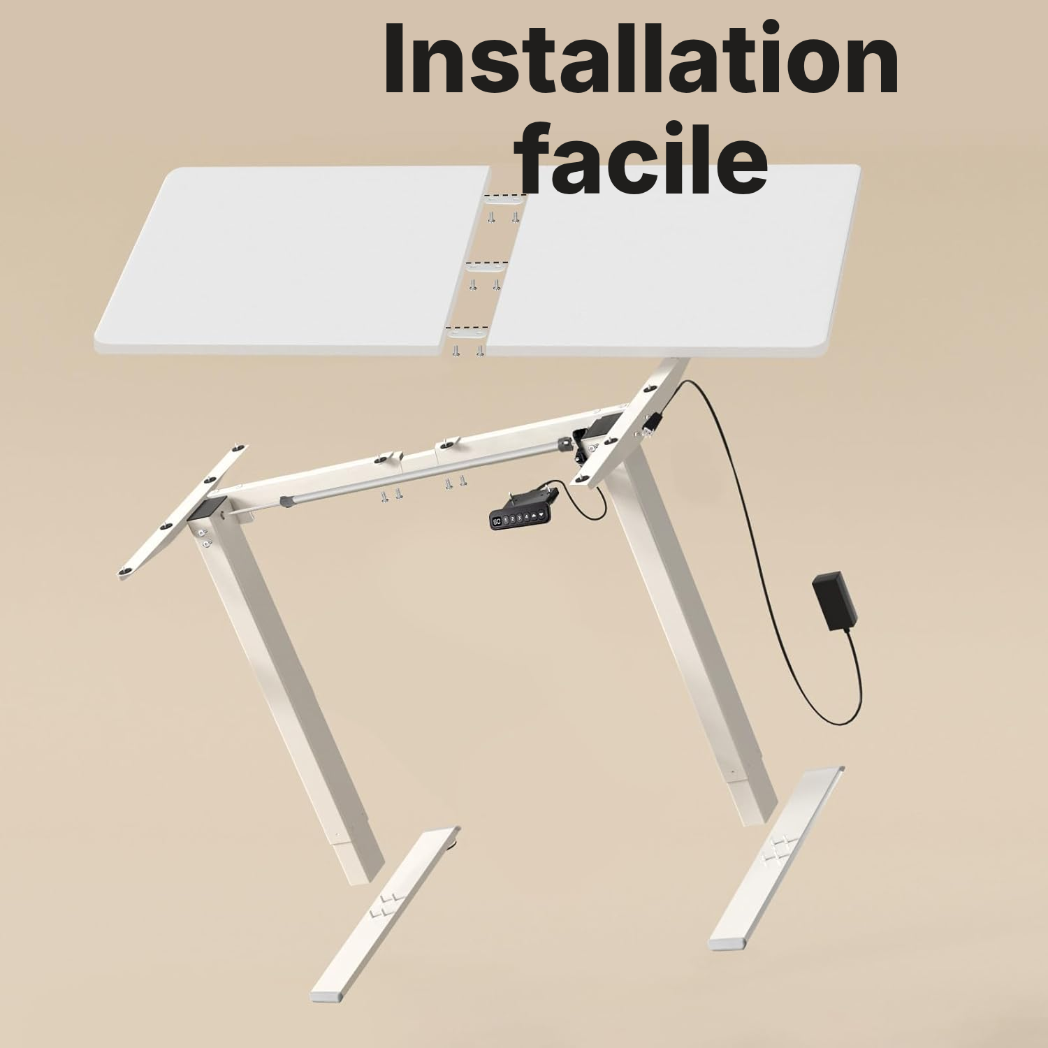 Bureau gaming blanc assis-debout 70-115 cm — 6