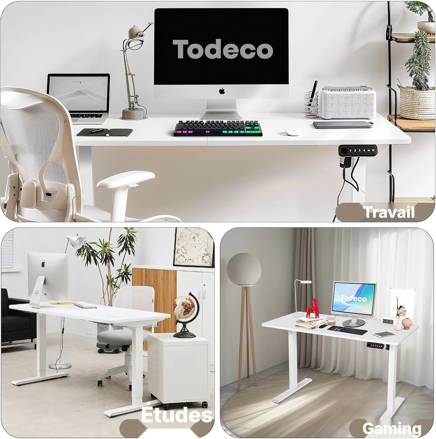 Bureau gaming blanc assis-debout 70-115 cm — 7