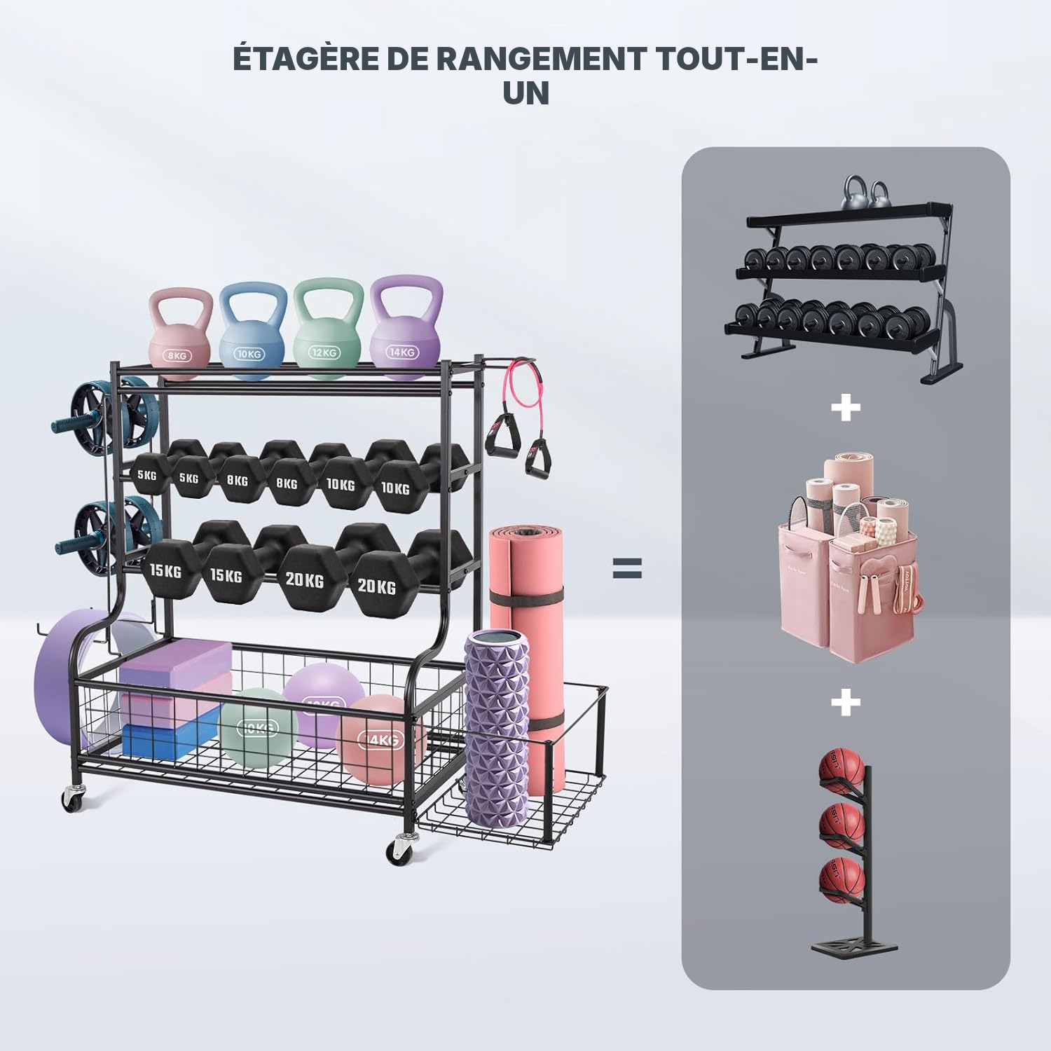 Cage musculation: rack de rangement noir — 2