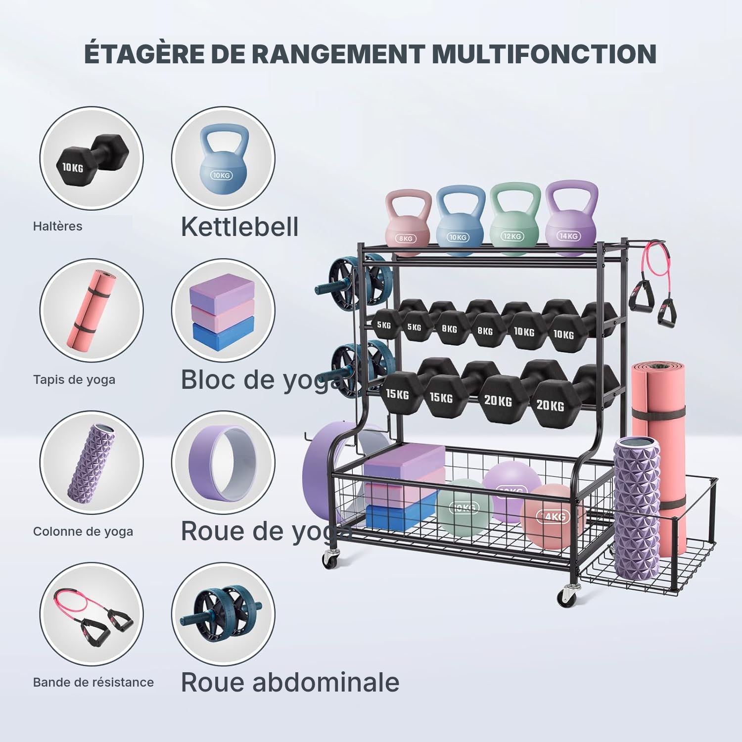 Cage musculation: rack de rangement noir — 3