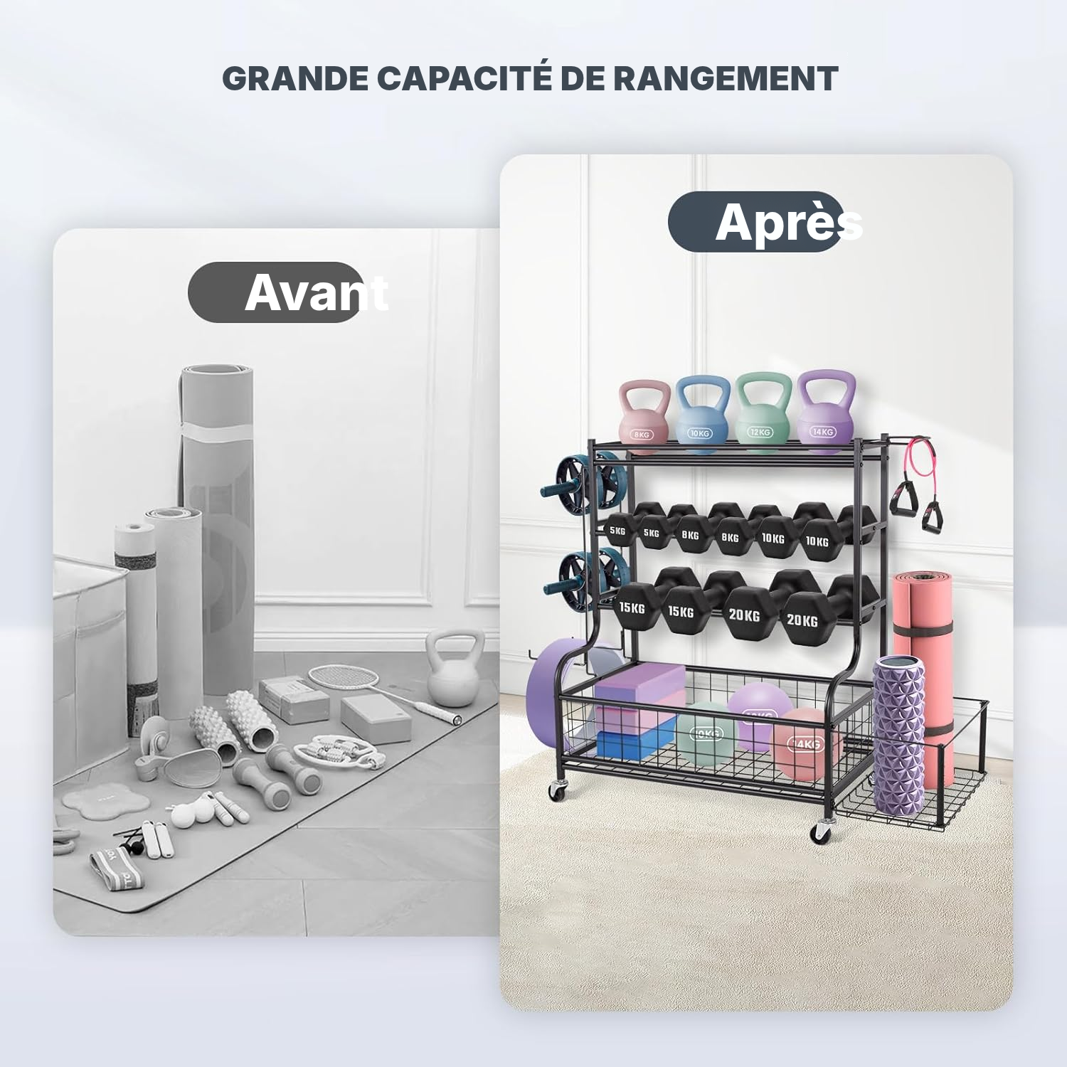 Cage musculation: rack de rangement noir — 6
