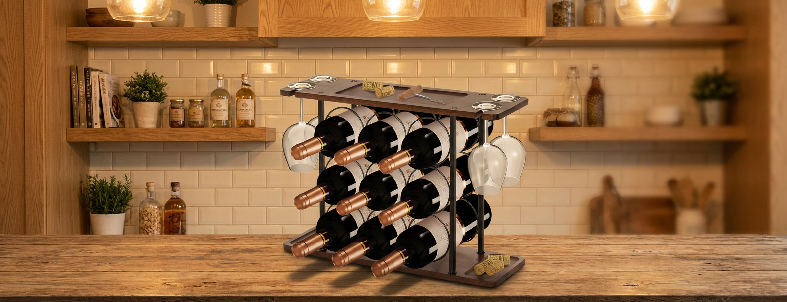 Rangement à bouteille — casier à vin Noir pratique