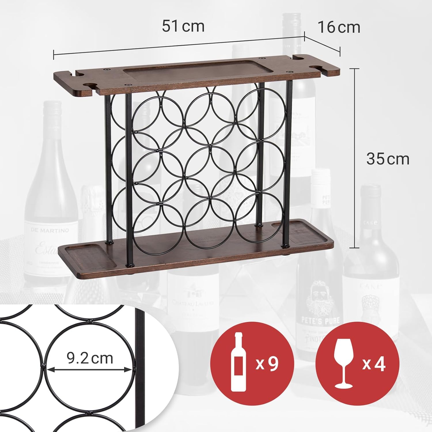 Rangement à bouteille — casier à vin Noir pratique — 6