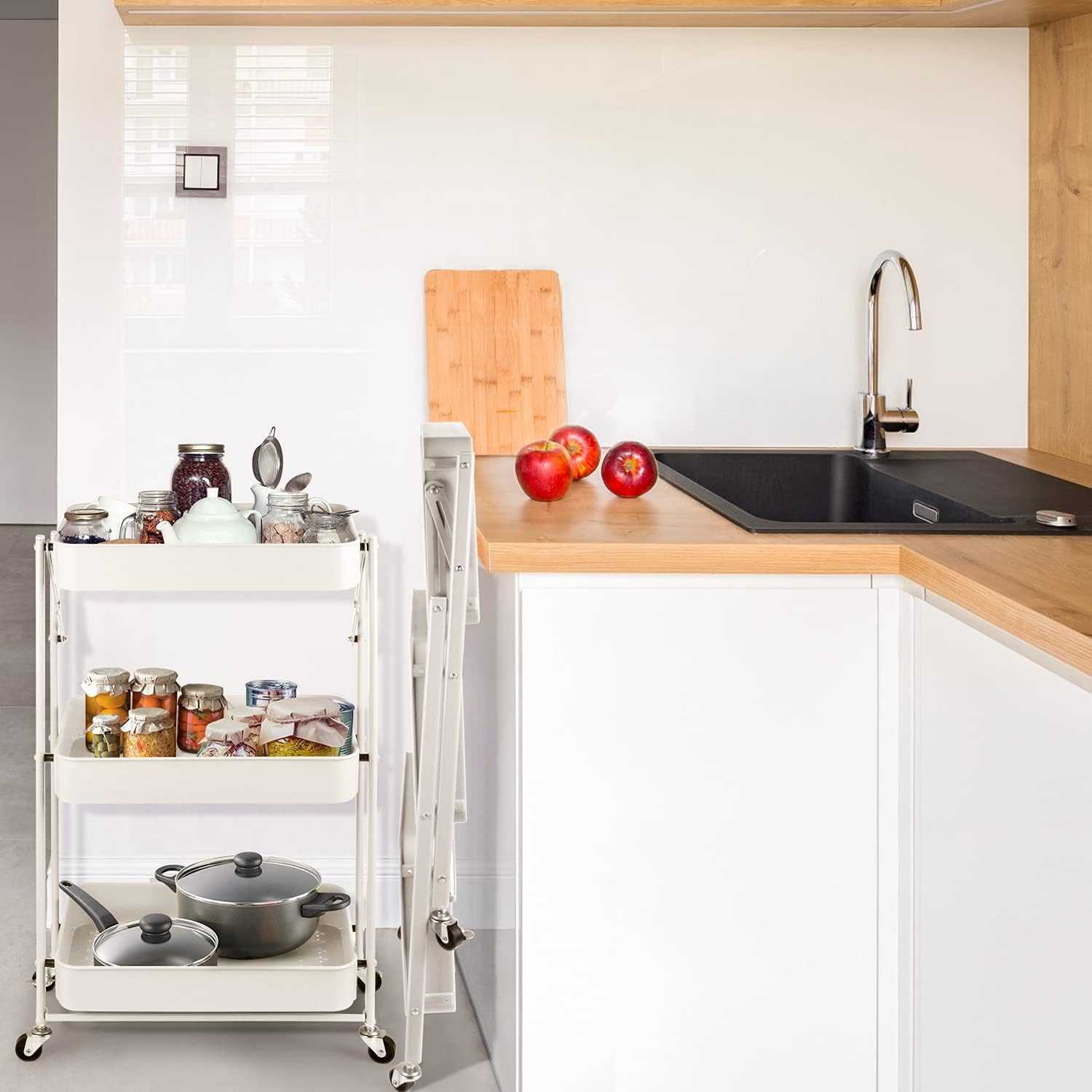 Cuisine desserte pliable blanche — gagnez de la place — 9