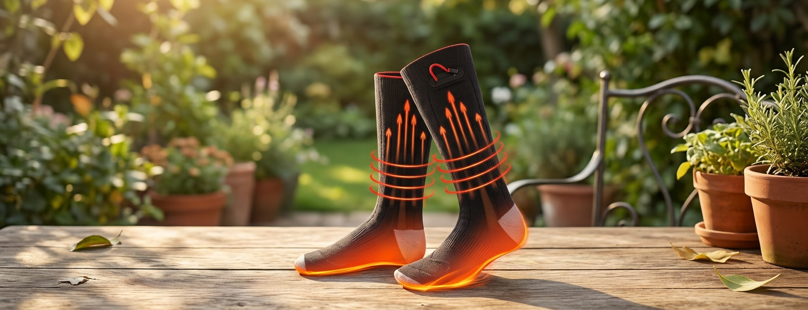 Chaussettes chauffantes noires, pieds au chaud