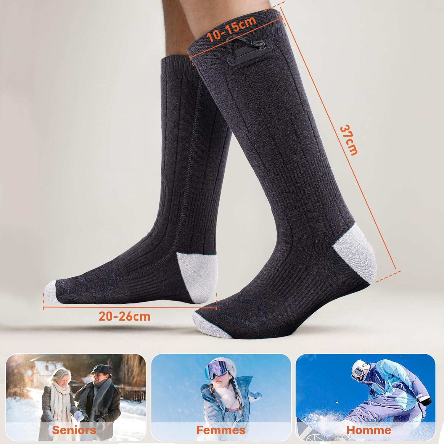 Chaussettes chauffantes noires, pieds au chaud — 2