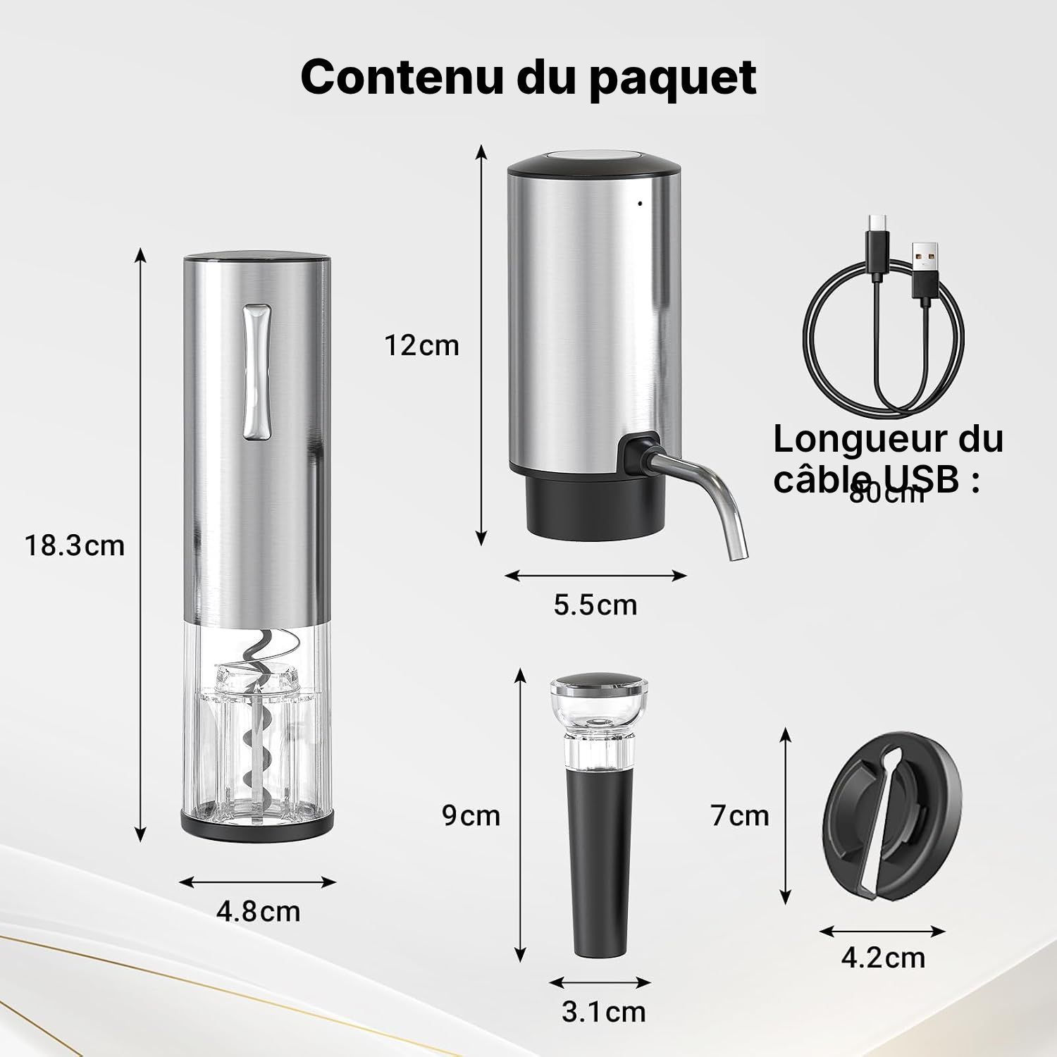 Coffret tire-bouchon électrique 4-en-1 argent — 5
