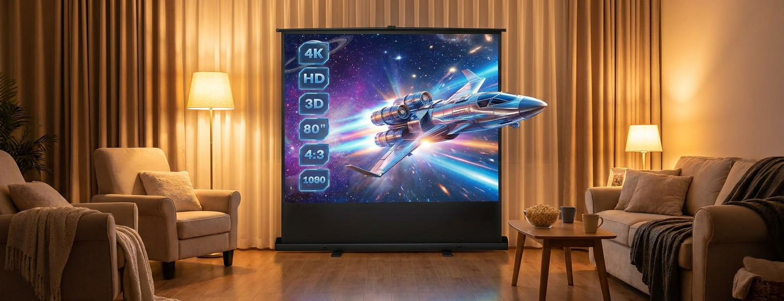 Écran pour vidéoprojection portable 163 × 123 cm
