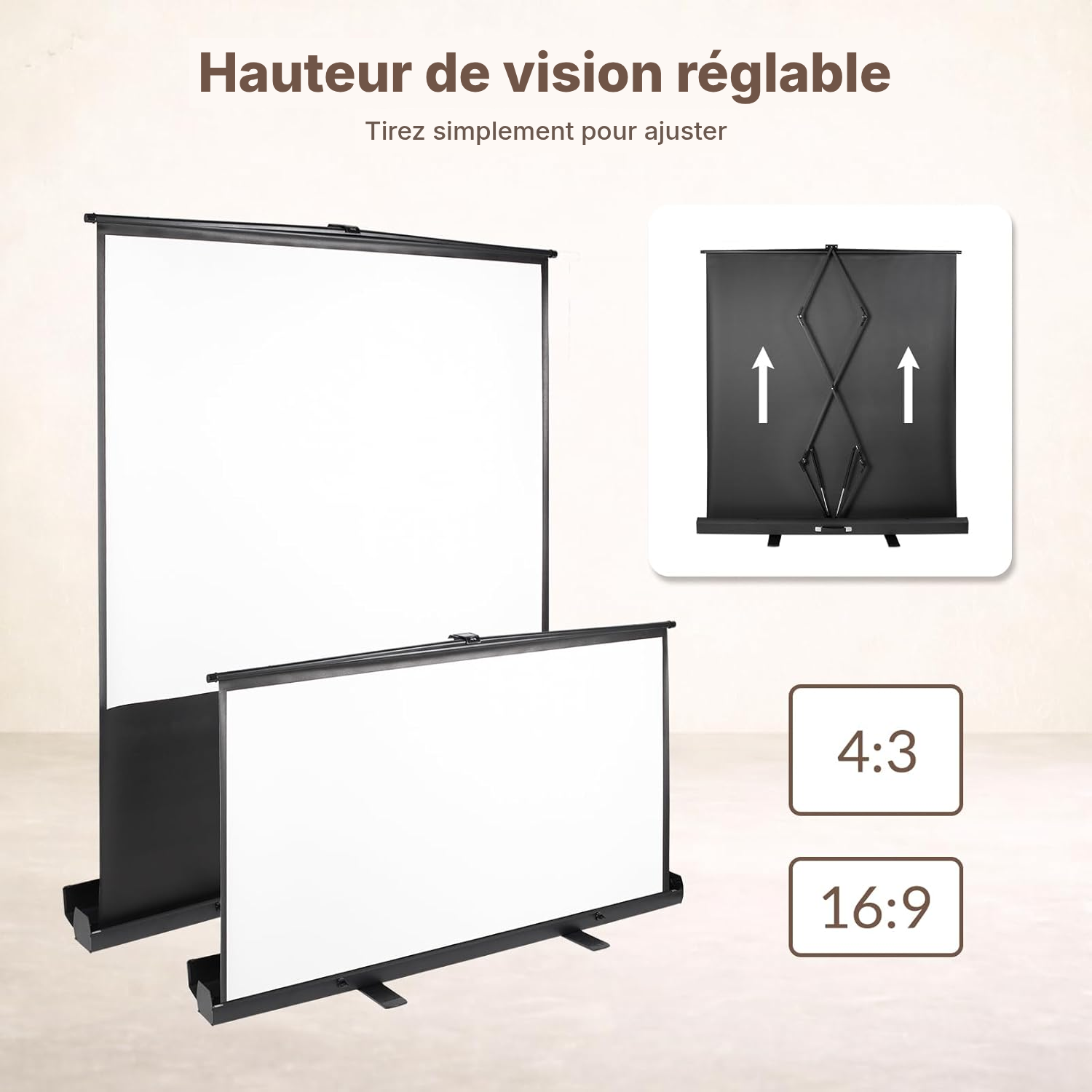 Écran pour vidéoprojection portable 163 × 123 cm — 3