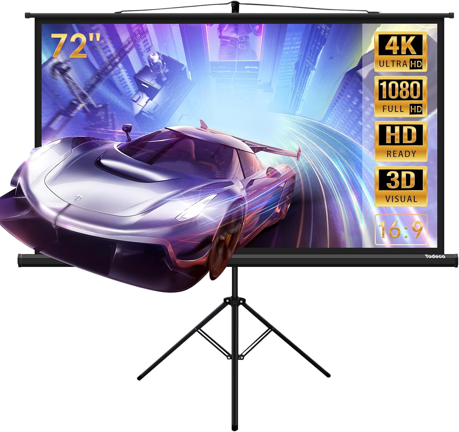 Écran pour vidéoprojecteur 90 cm sur pied 181 cm