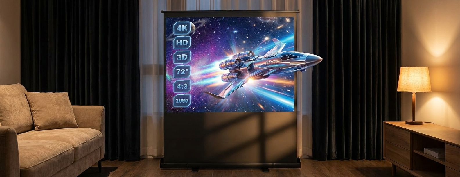 Écran pour rétroprojecteur 147 × 109 cm — sans perçage