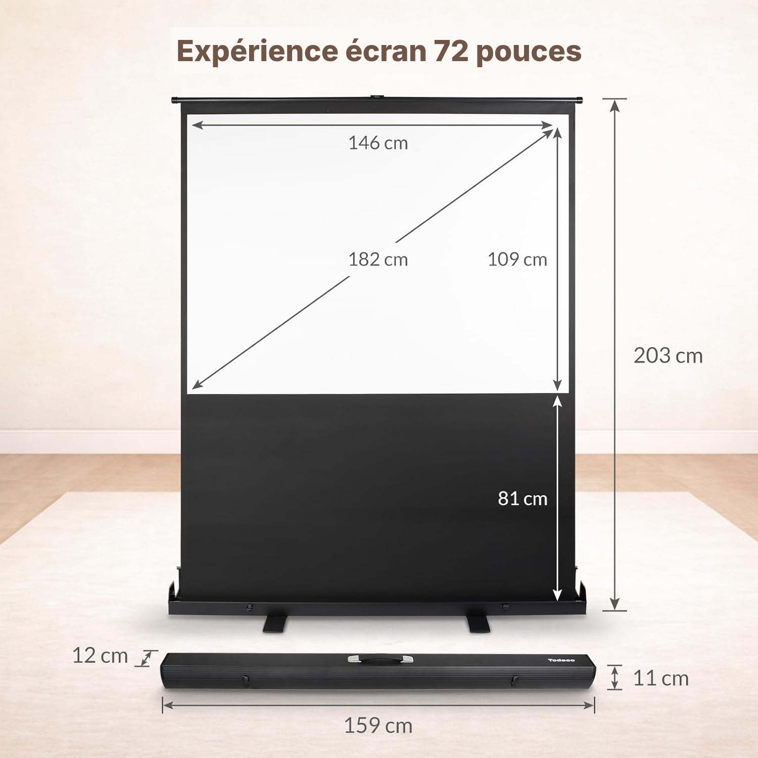 Écran pour rétroprojecteur 147 × 109 cm — sans perçage — 2