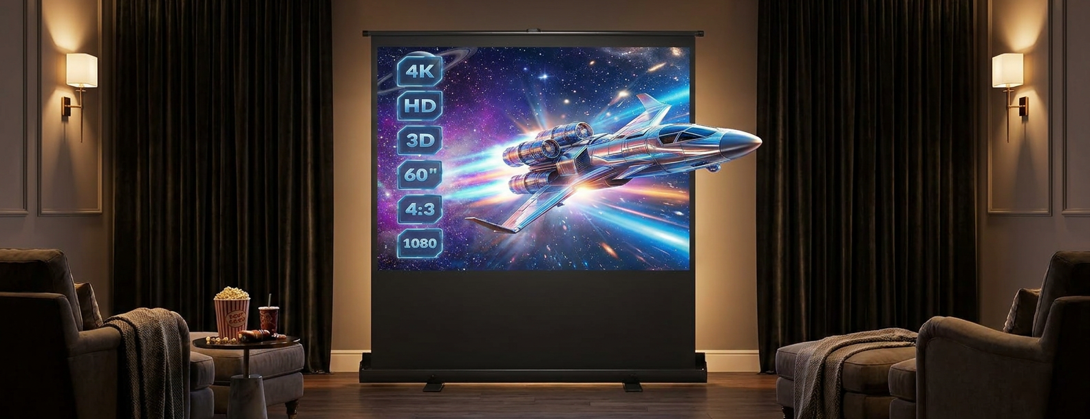 Écran de projection portable 122 × 91 cm