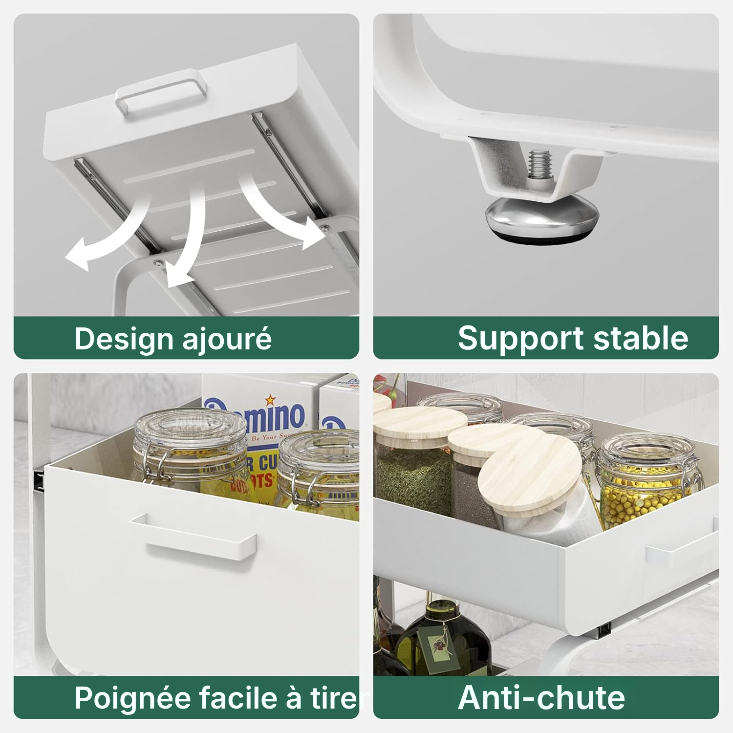 Organisateur meuble de cuisine blanc 44,3×27,5×19,8 cm — 4