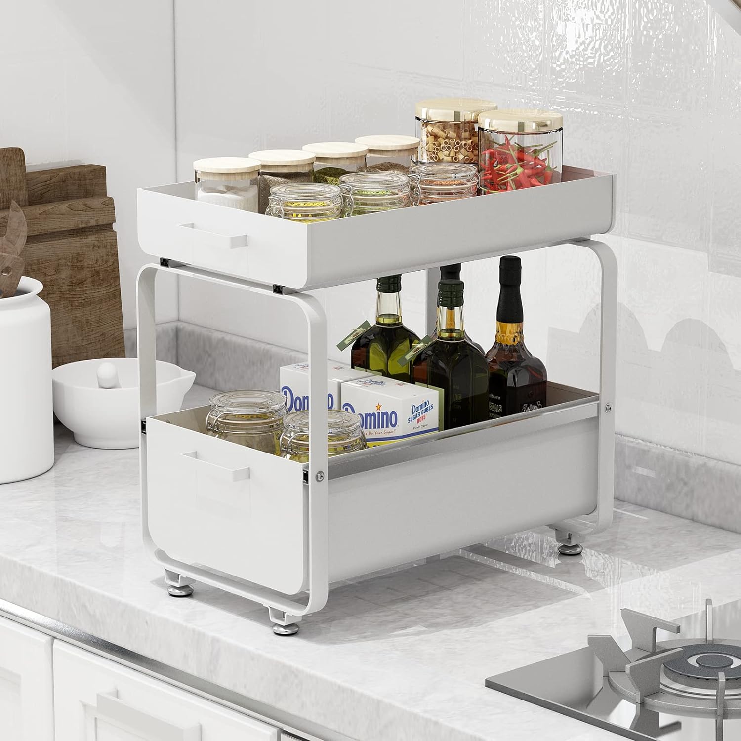 Organisateur meuble de cuisine blanc 44,3×27,5×19,8 cm — 7