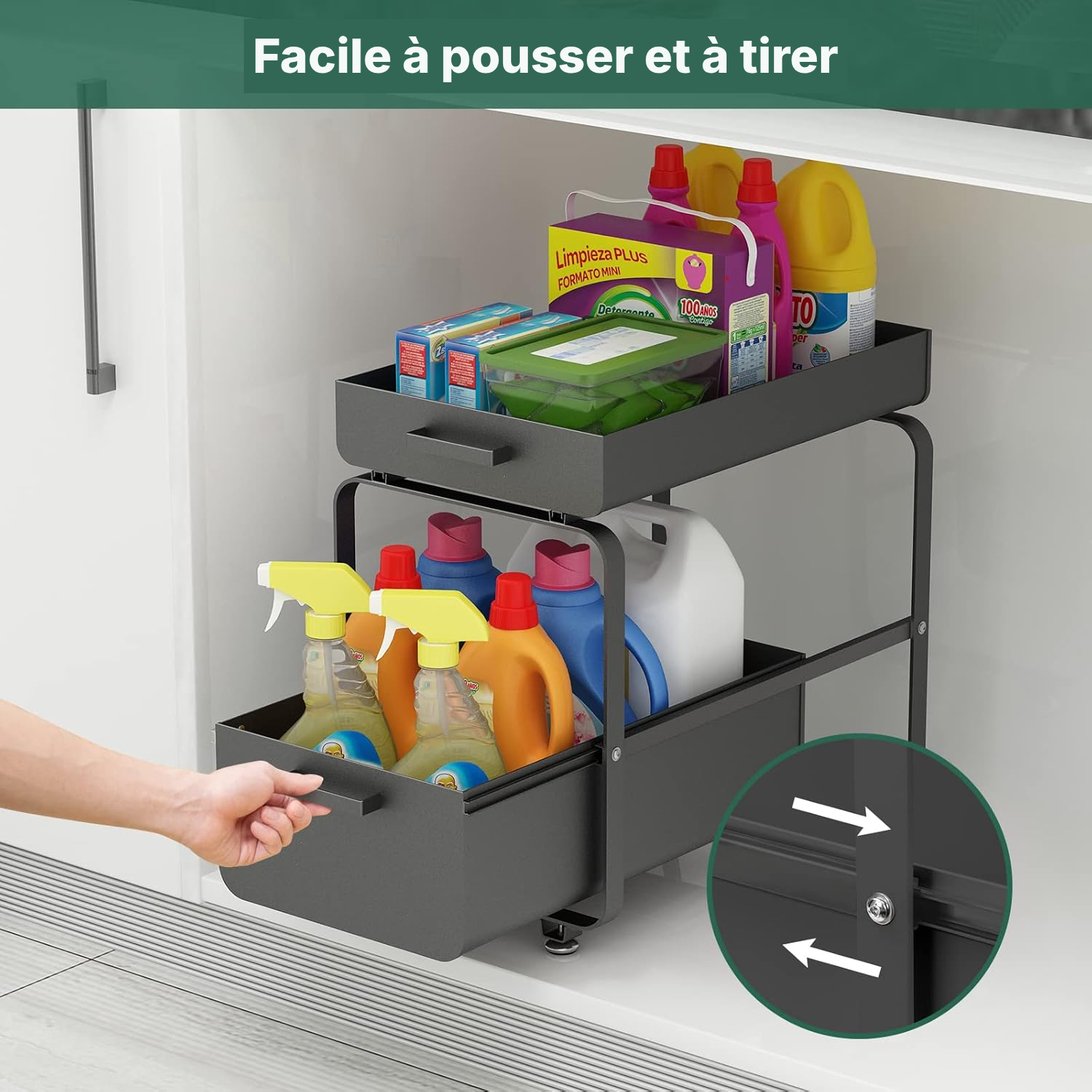 Étagères pour cuisine sous évier noir – accès facile — 3