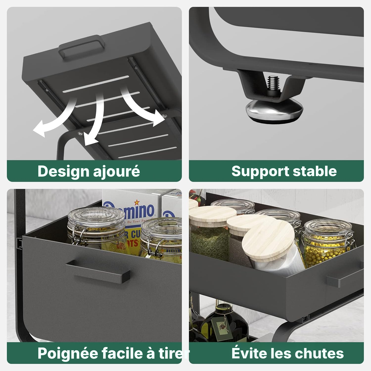 Étagères pour cuisine sous évier noir – accès facile — 4