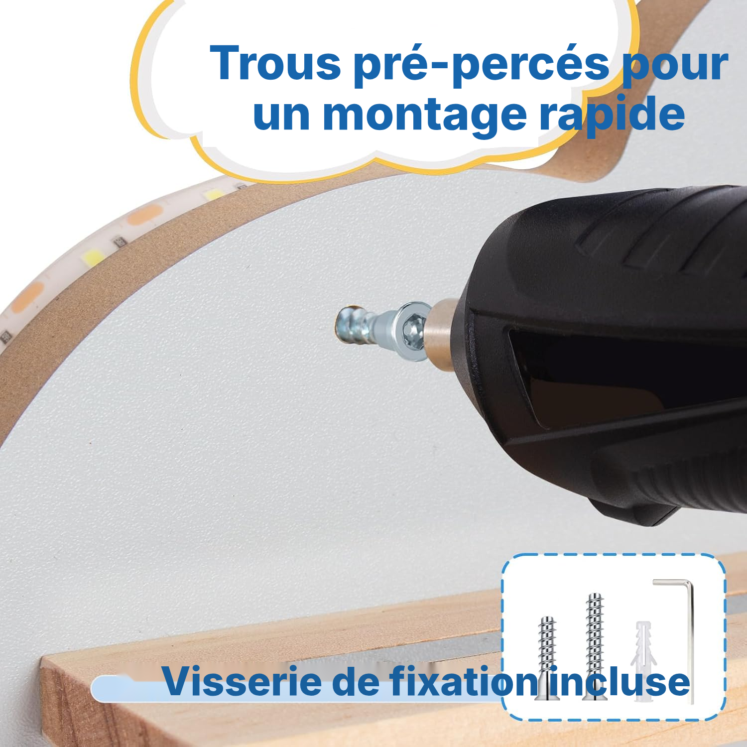 Étagère magnétique 60 cm, bande lumineuse — 6
