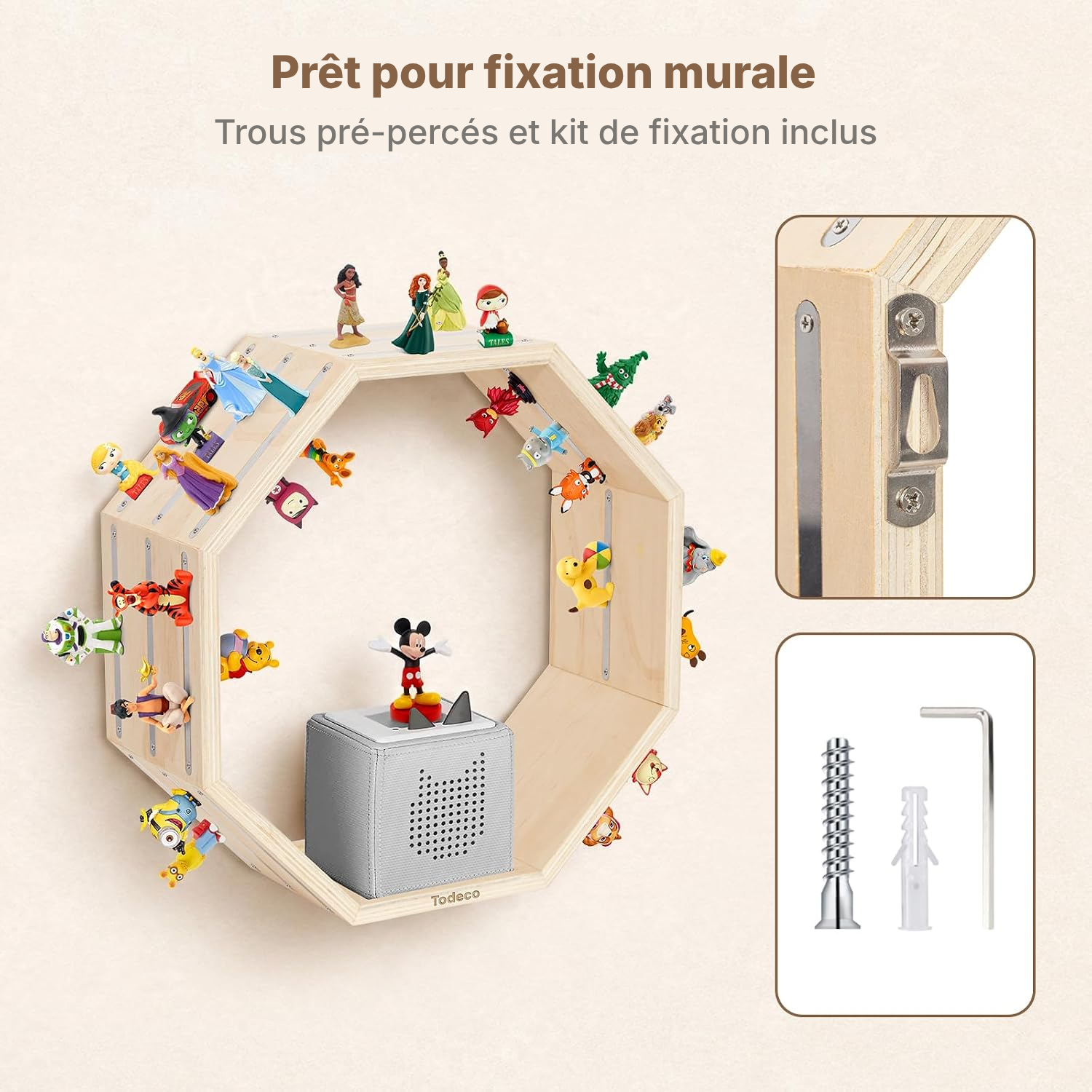 Étagère figurines enfant carré 40, mur libéré — 6