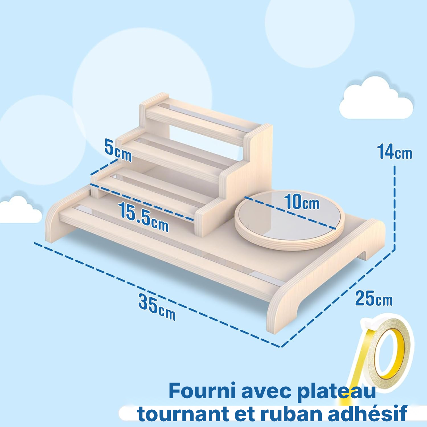 Étagère compacte 37 cm, plateau tournant — 2